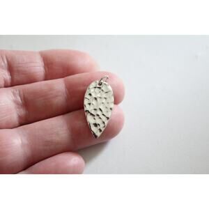 Sterling Silver Teardrop Petal Charm, Textured Petal Charm